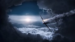 Clouds Aircraft smoke storm skies