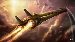 Clouds Aircraft spaceships artwork digital art futuristic