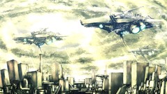 Clouds airship cities futuristic