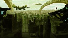 Clouds Anime airship anime girls seifuku scenic teachers ANI