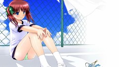 Clouds Anime anime girls blue eyes brunettes short hair ecchi 