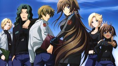 Clouds Anime blondes anime girls blue eyes green eyes brown 