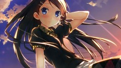 Clouds Anime blush anime girls blue eyes uniforms original 