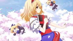 Clouds Anime Chibi red eyes anime girls blue eyes brown eyes 