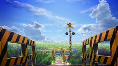 Clouds Anime drawings railroad tracks railroads