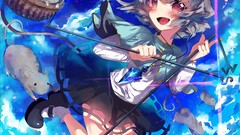 Clouds Anime dress red eyes anime girls touhou animal ears mice 