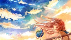 Clouds Anime Earth anime girls brown eyes Ruru