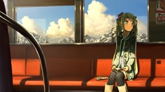 Clouds anime girls hatsune miku vocaloid twintails