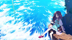 Clouds anime girls skies
