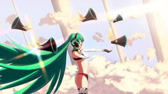 Clouds anime girls speakers hatsune miku vocaloid akatsuki