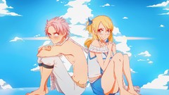 Clouds Anime keys Manga flames blondes pink hair anime girls 