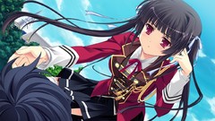 Clouds Anime red eyes Ribbons long hair anime girls seifuku 