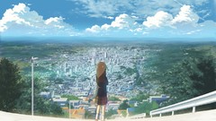 Clouds Anime roads cities anime girls scenic Isai Shizuka