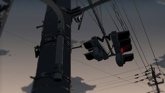 Clouds Anime traffic lights urban outdoors streets skies 