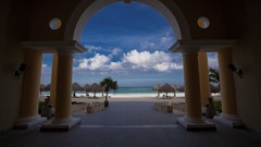 Clouds arch Pillars Beaches