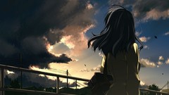 Clouds artist buildings brunettes gray hair