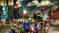 Clouds Balloons cities