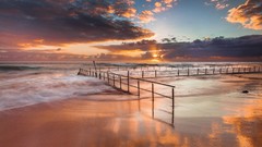 Clouds Beaches sunlight waterscapes