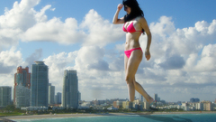 Clouds bikini giant woman
