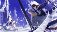 Clouds Birds glasses white hair seagulls anime girls brunettes 