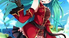 Clouds Birds pirates hats hatsune miku vocaloid detached sleeves