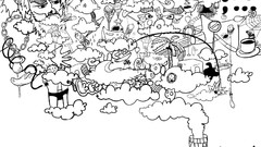 Clouds black and white smoke abstract god drawings multicolor 