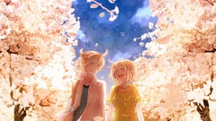 Clouds blondes planes vocaloid kagamine len kagamine rin cherry 