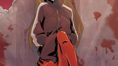 Clouds blood Anime ruins hats sitting reflections jackets 