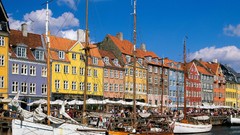 Clouds Boats Denmark houses copenhagen blue skies Nyhavn