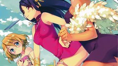 Clouds Books glasses dress hats anime girls brunettes yellow 