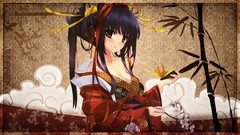 Clouds branches bamboo origami red eyes Ribbons kimono blush 