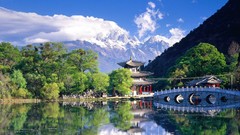 Clouds Bridges lakes Temples asian architecture