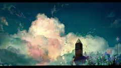 Clouds buildings artwork skyscapes