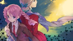 Clouds Butterflies tie Bags blondes scarfs pink hair anime 