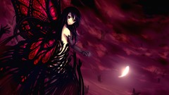 Clouds Butterflies wings feathers hands red eyes gloves long 