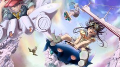 Clouds cap Anime glasses Skateboarding skates anime girls 