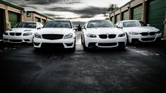 Clouds cars parking BMW 3 Series white cars BMW M3 E92 mercedes 