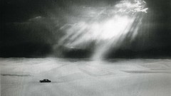 Clouds cars skies grayscale deserts old photography Ernst Haas