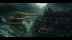 Clouds Castles cityscapes Zeppelin