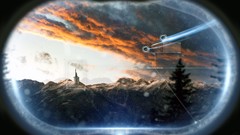 Clouds Castles sunlight spaceships skies forests