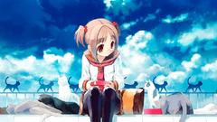 Clouds cats school uniforms