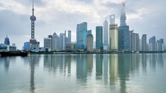 Clouds China Shanghai reflections rivers city skyline oriental 