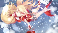 Clouds Christmas Ribbons stockings blondes skirts long hair 