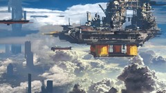 Clouds cities artwork futuristic