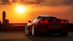 Clouds cities Supercars chevrolet corvette taillights Chevrolet 