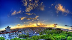 clouds cityscape sky Japan sunlight Asia
