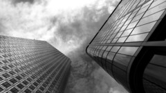 Clouds cityscapes buildings monochrome