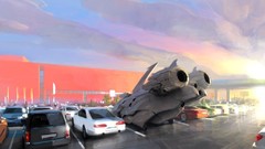 Clouds cityscapes futuristic cars