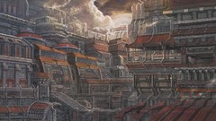 Clouds cityscapes futuristic scenic