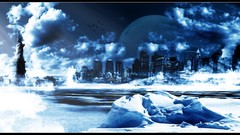 Clouds cityscapes Statue of